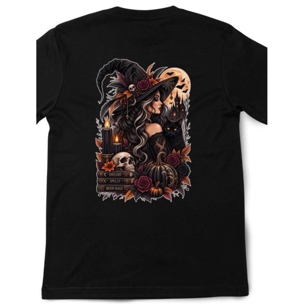 Botanical Witch Skull Spell T Shirt Black Medium